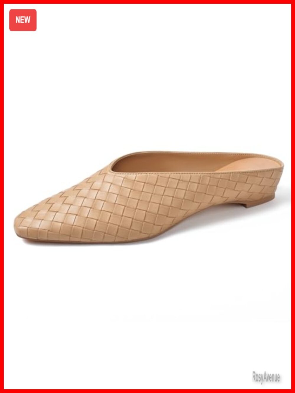 Woven Mules for Women Slip On Metallic Slides Square Toe Hidden Wedge